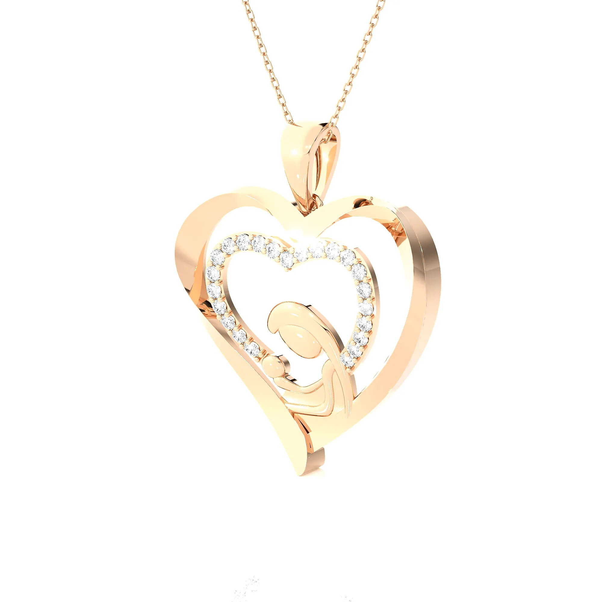 1/3  ctw Round Lab Grown Diamond Heart Pendant