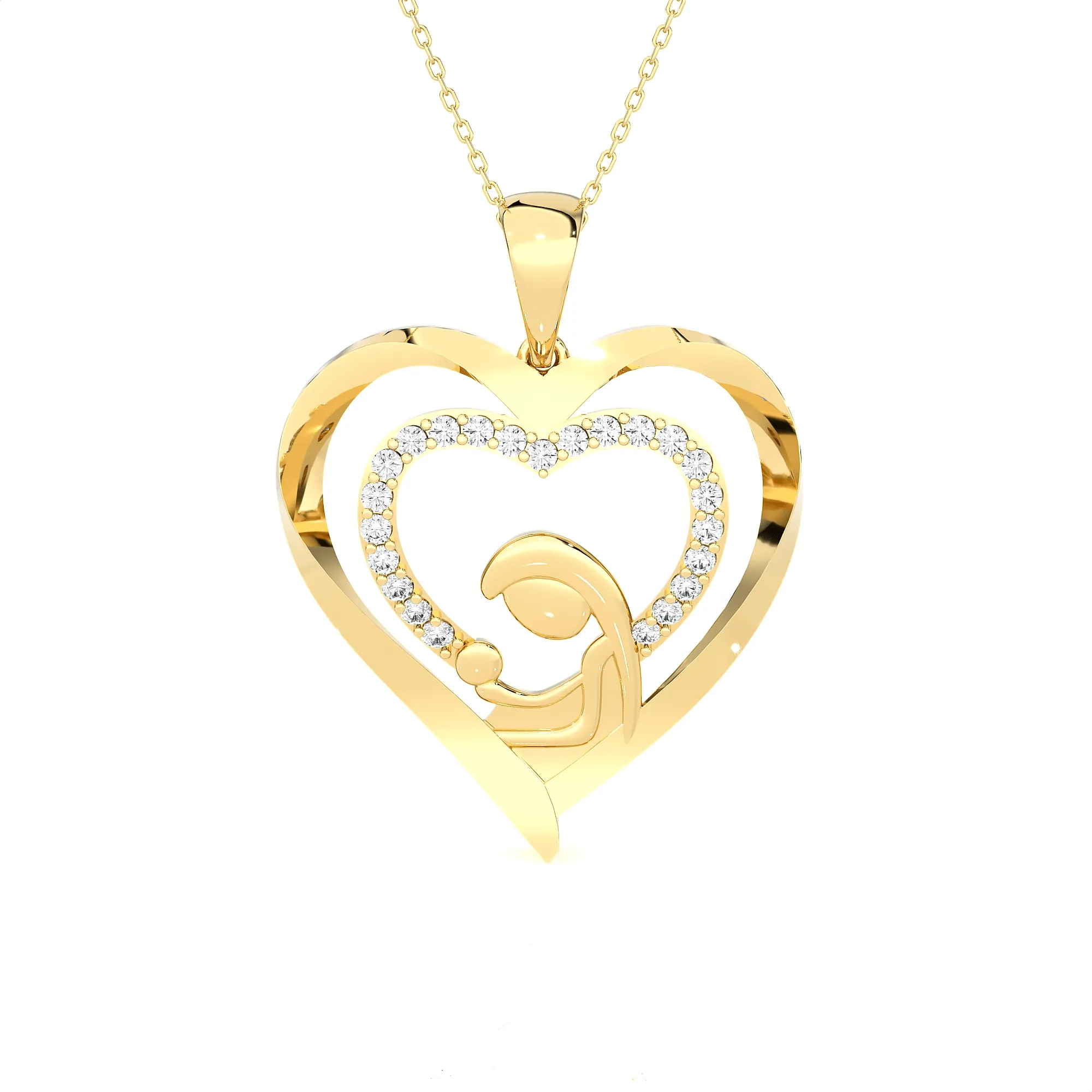 1/3  ctw Round Lab Grown Diamond Heart Pendant