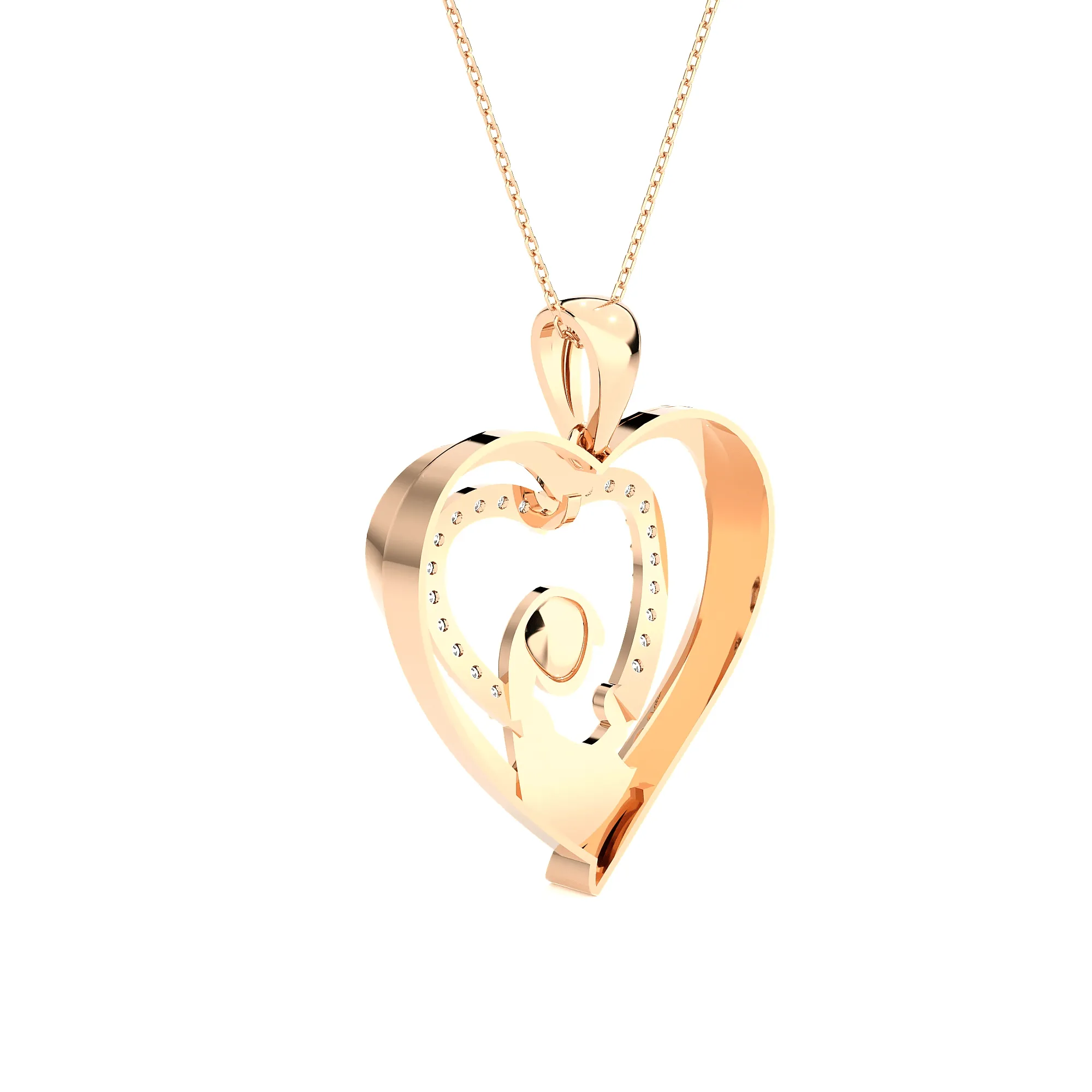 1/3  ctw Round Lab Grown Diamond Heart Pendant