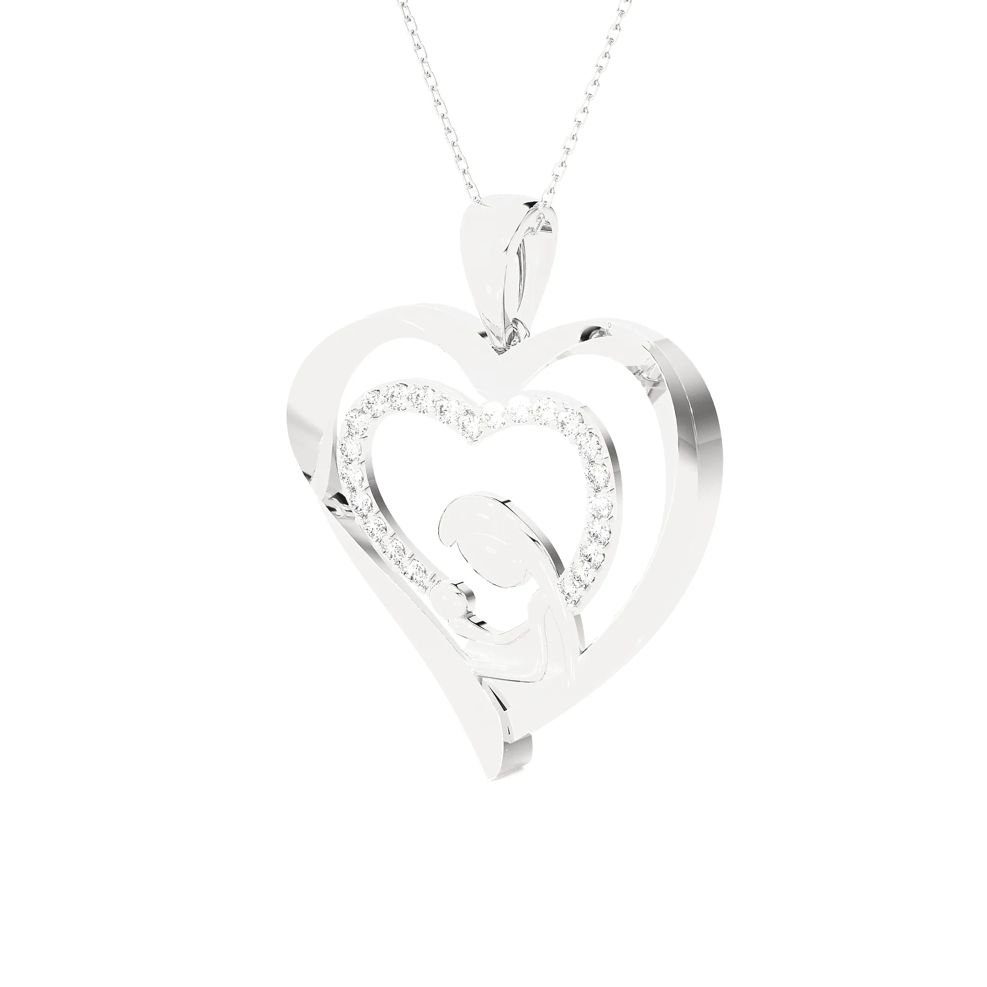 1/3  ctw Round Lab Grown Diamond Heart Pendant