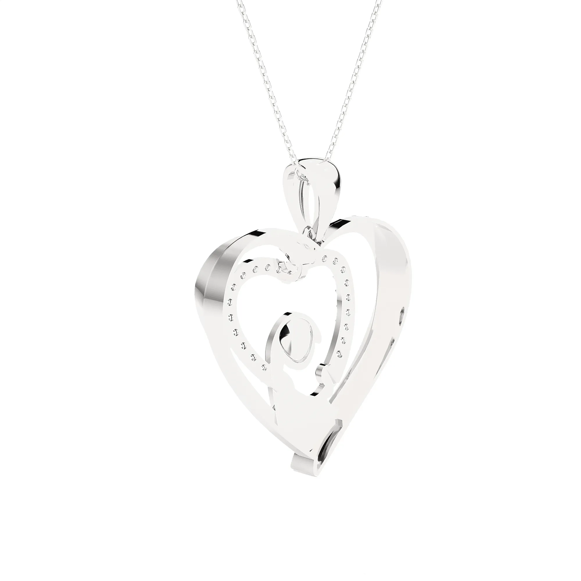 1/3  ctw Round Lab Grown Diamond Heart Pendant