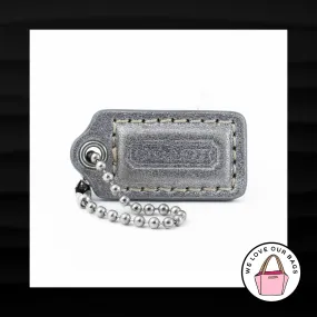 1.5" Small COACH METALLIC SILVER LEATHER KEYFOB CHARM KEYCHAIN HANG TAG WRISTLET