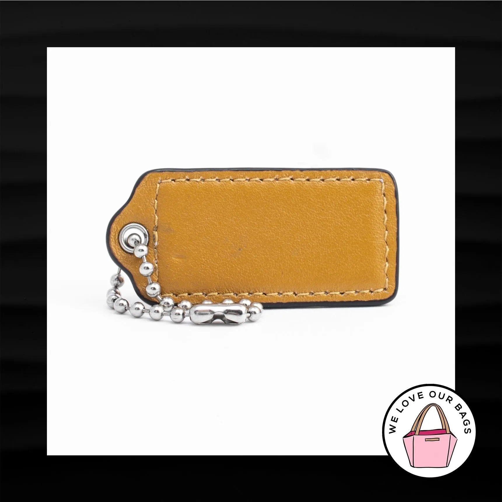 2.25" Medium COACH BEECHWOOD TAN LEATHER KEY FOB BAG CHARM KEYCHAIN HANGTAG TAG