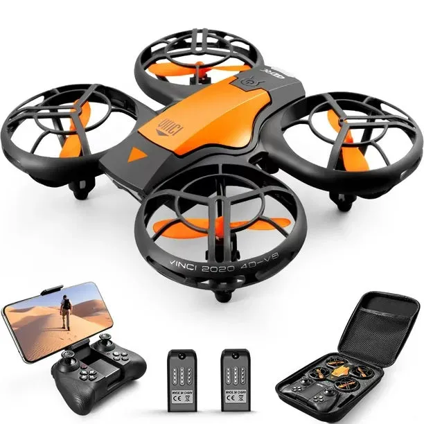 4DRC 4D-V8c V8c Drone with 720P HD Camera for Adults and Children FPV Real-time Video, 2 Modular Batteries and Storage Bag, Orange