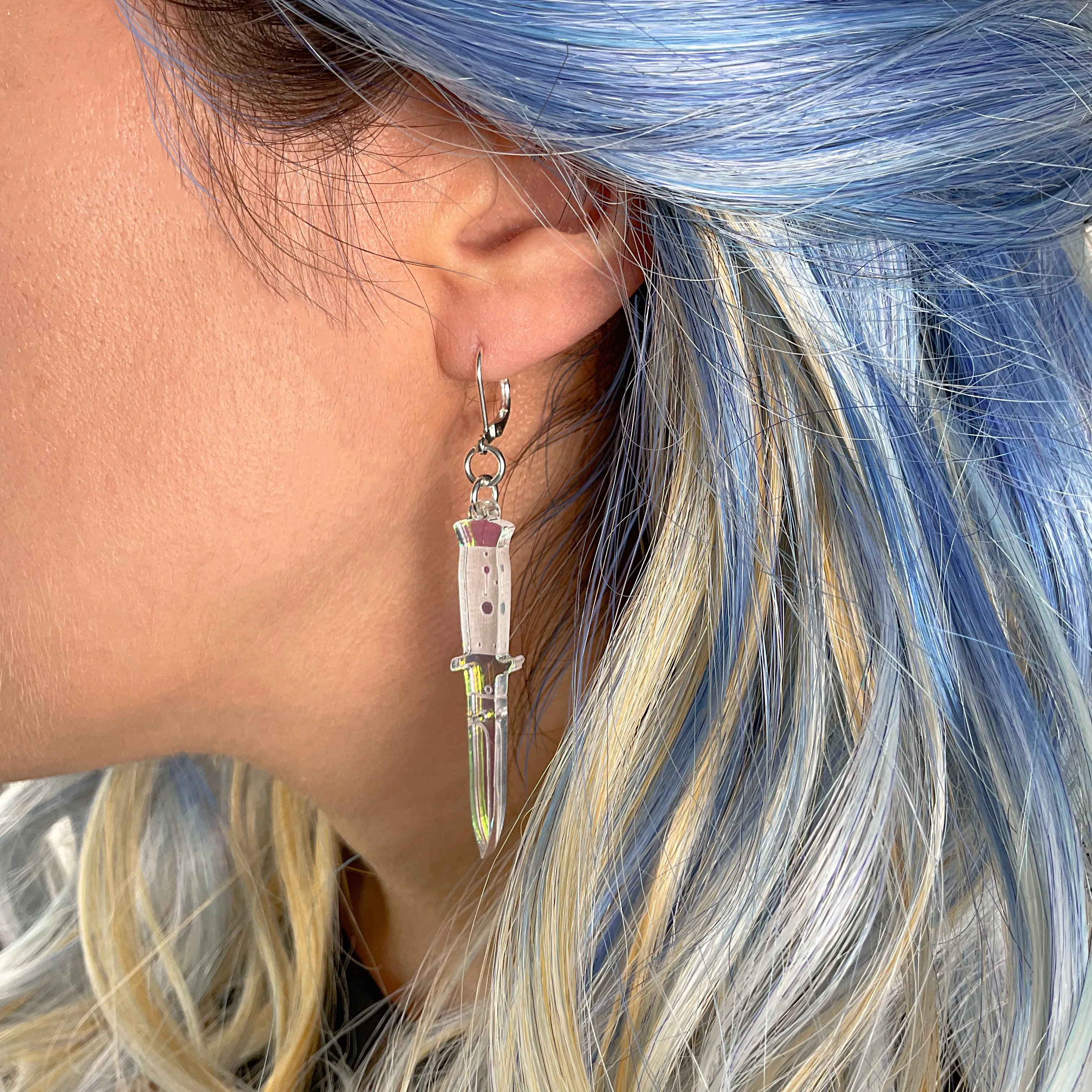 A Knife Less Ordinary Dangle Earrings - Iridescent