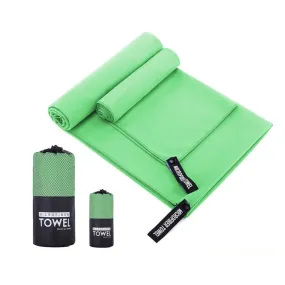 Absorbent Quick Dry Sports Towel Microfiber Bath Towel 76x152cm(Grass Green Round Mesh Bag)