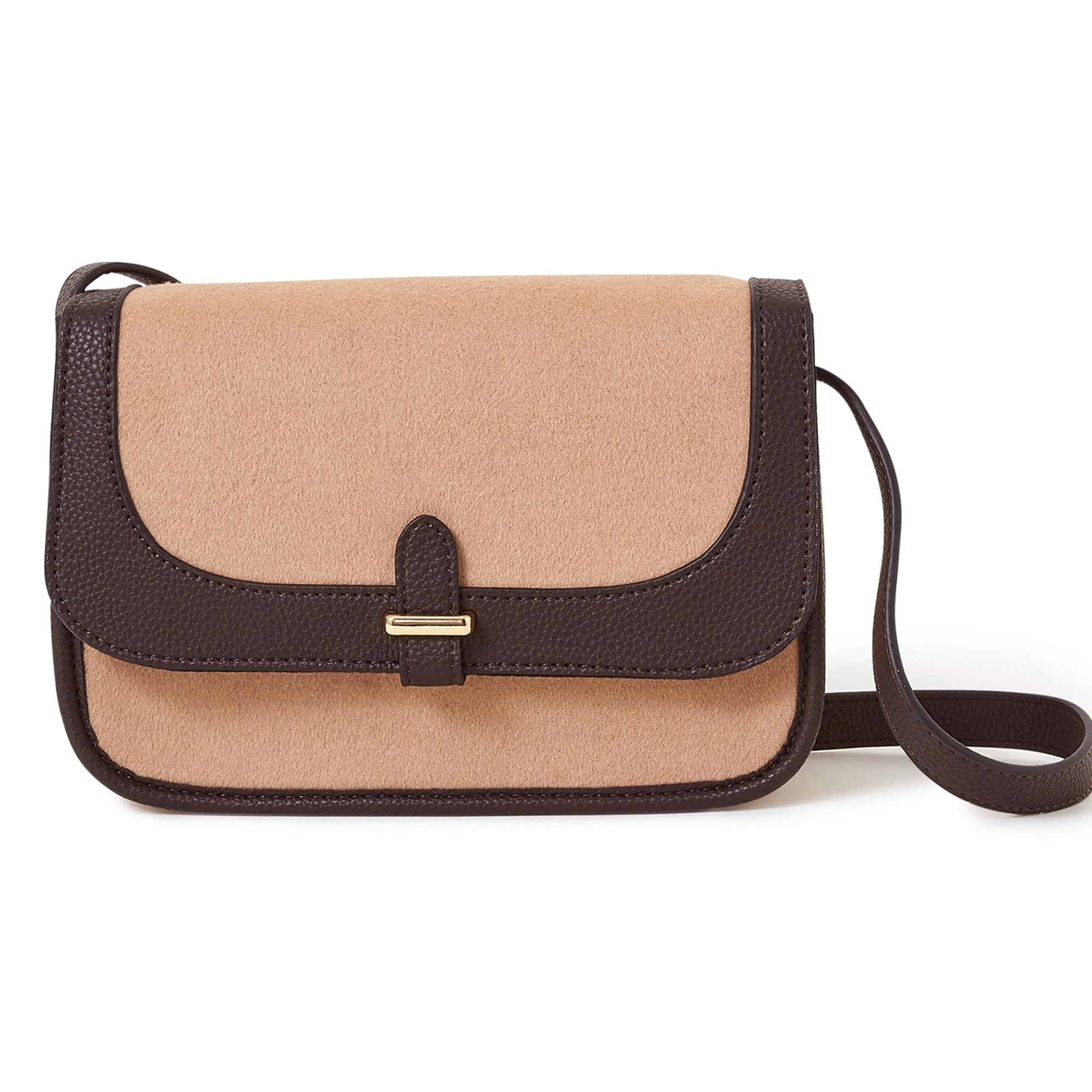 Accessorize London Women's Natural Two Tone Felt Cross Body Bag