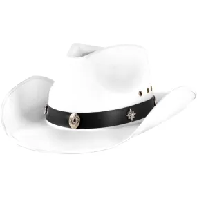 Adult White Cowboy Hat with Studded Band