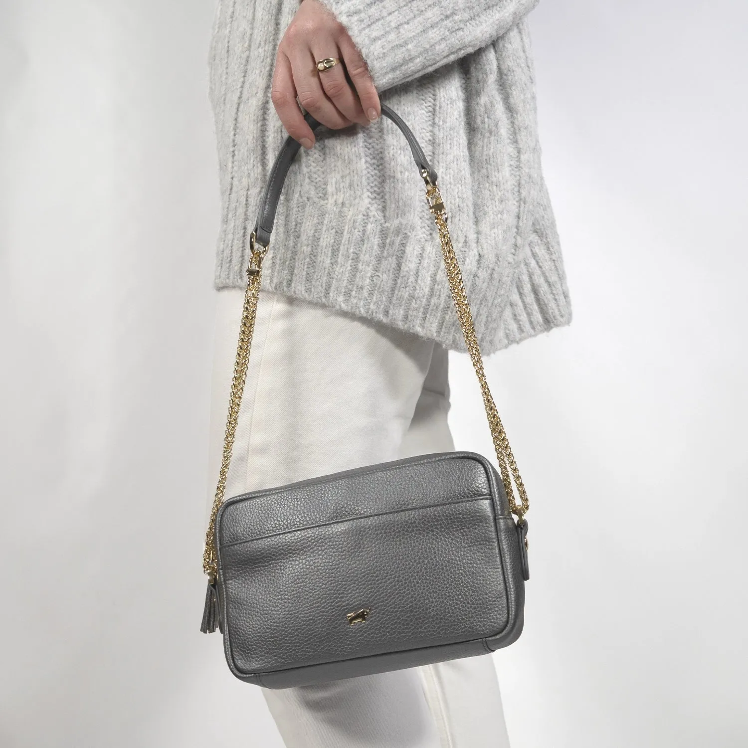 ALESSIA Camera Bag with Chain dark grey