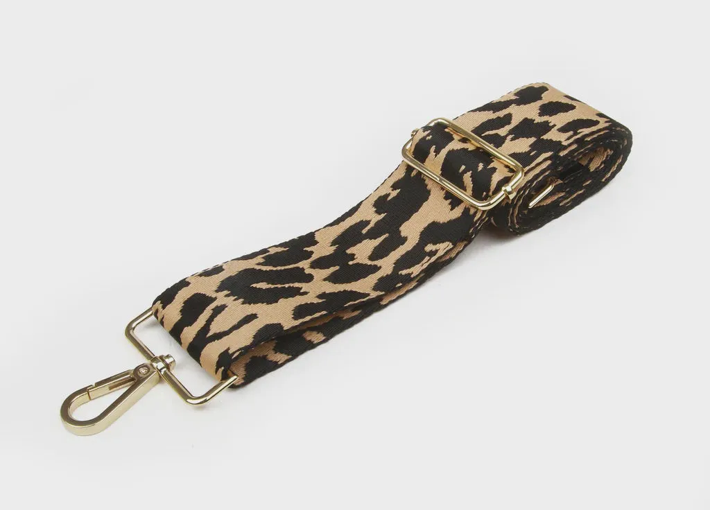 Alice Wheeler Black & Beige Leopard Print Cross Body Strap