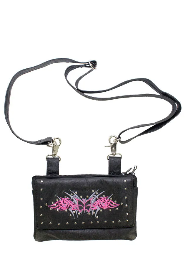 All Naked Cowhide Leather Hot Pink Butterfly Belt Bag