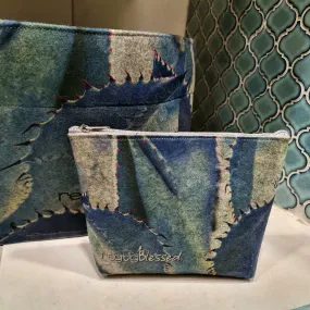 Aloes Blues - Recycled Felt Cosmetic Bag