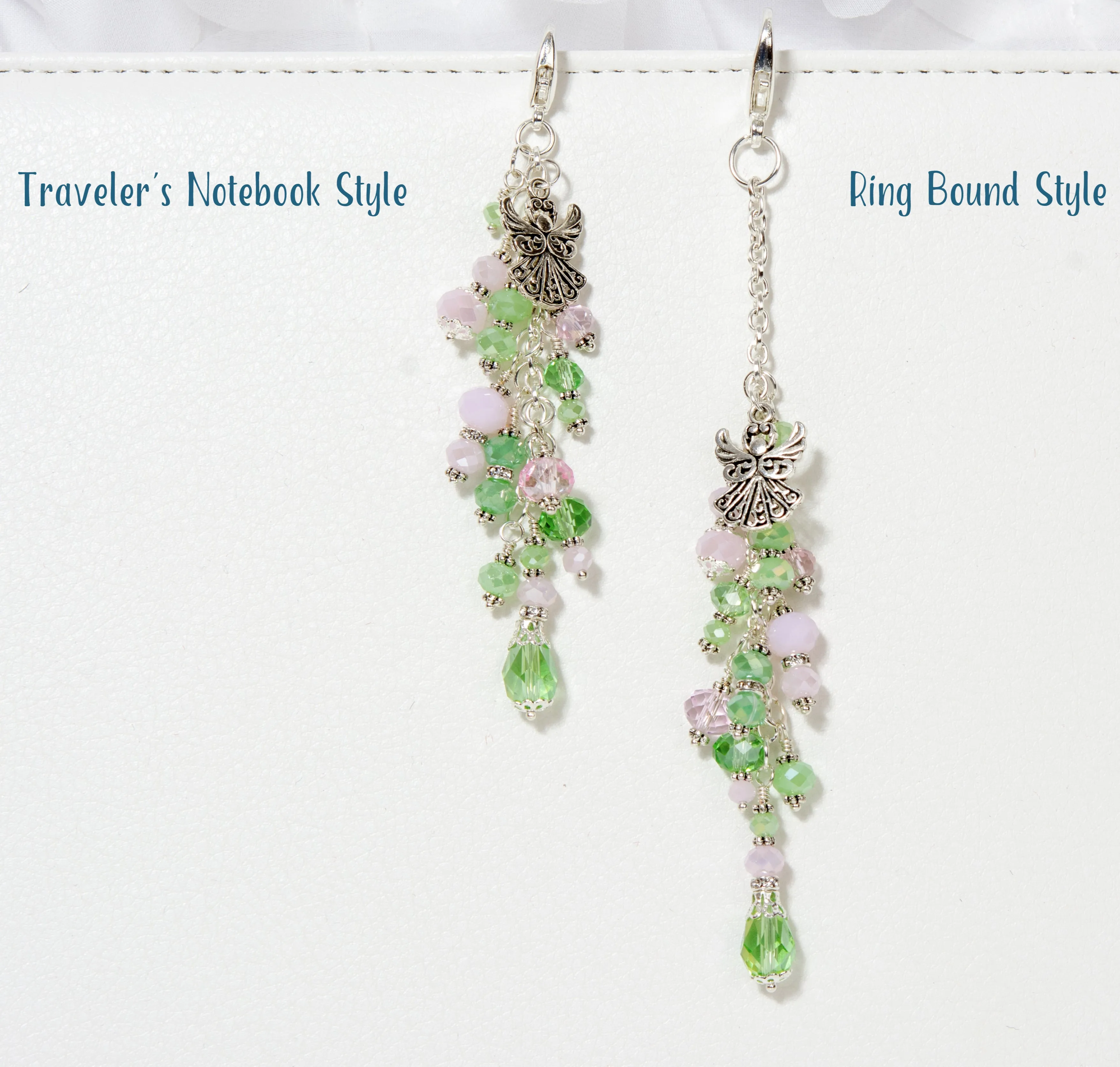 Angel Dangle Charm with Pink and Green Crystals