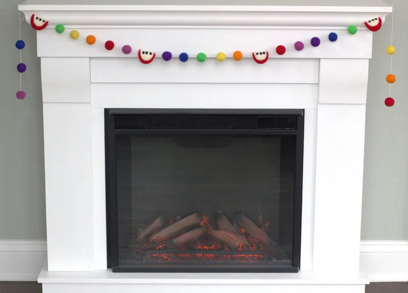 Apple Slice & Felt Ball Garland- Rainbow