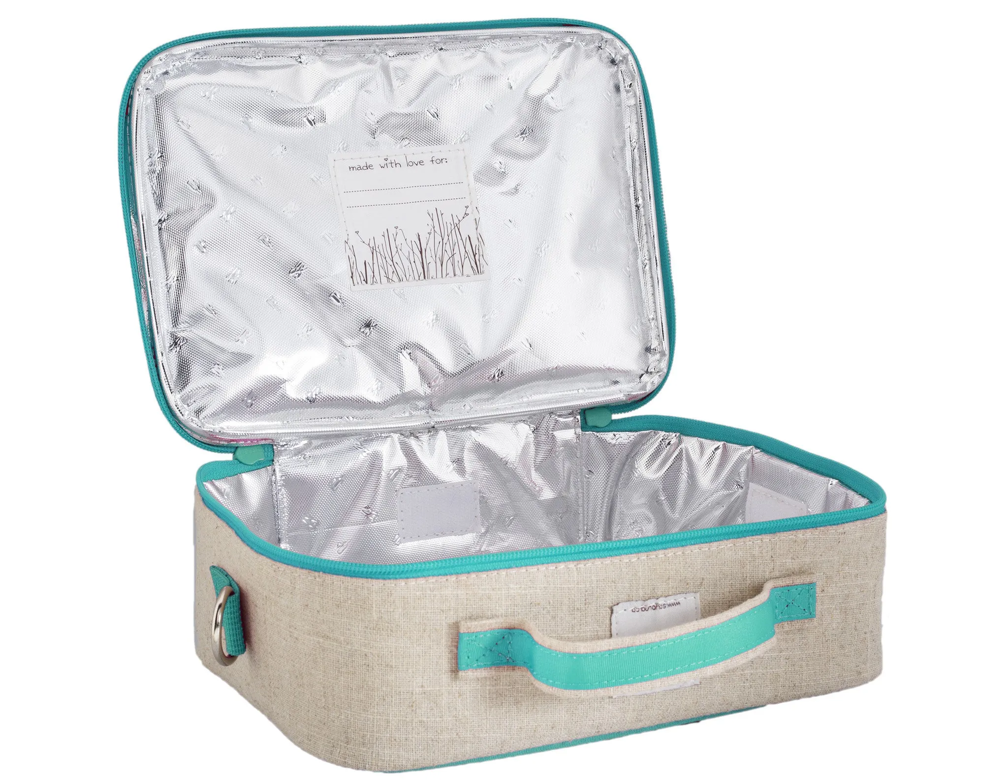 Aqua Sea Horses Lunch Box - Raw Linen