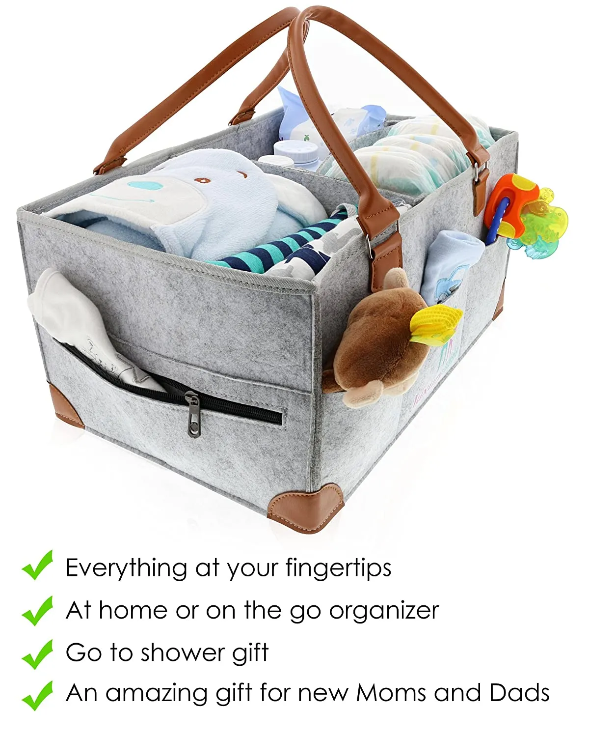 Baby Diaper Caddy Organizer Portable Tote Bag Gray