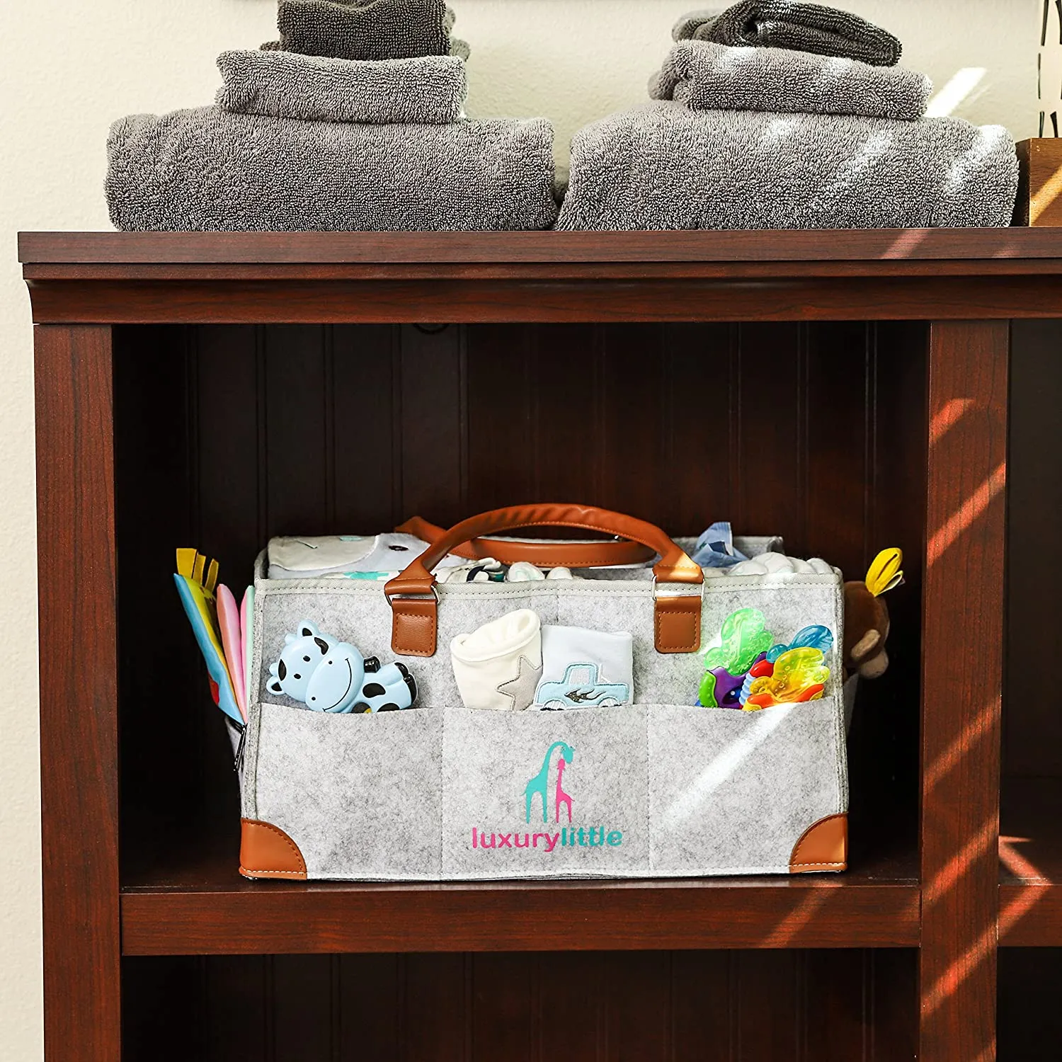 Baby Diaper Caddy Organizer Portable Tote Bag Gray