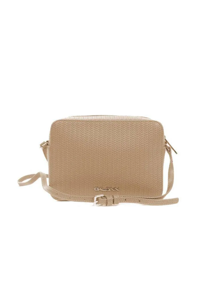 Baldinini Trend Beige Calfskin Leather Crossbody Bag