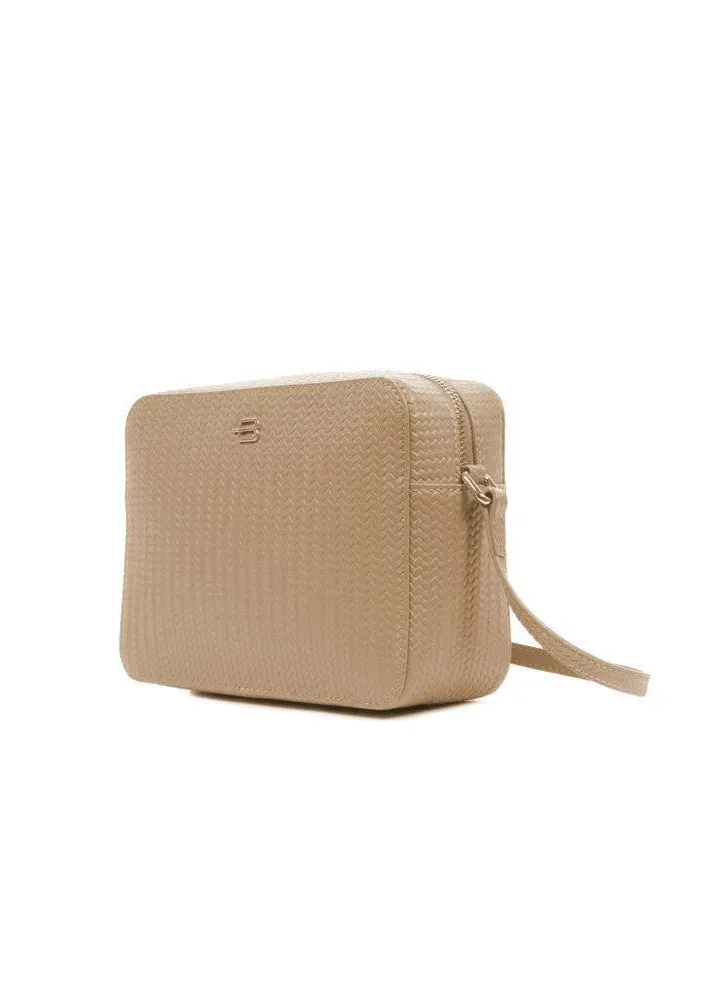 Baldinini Trend Beige Calfskin Leather Crossbody Bag