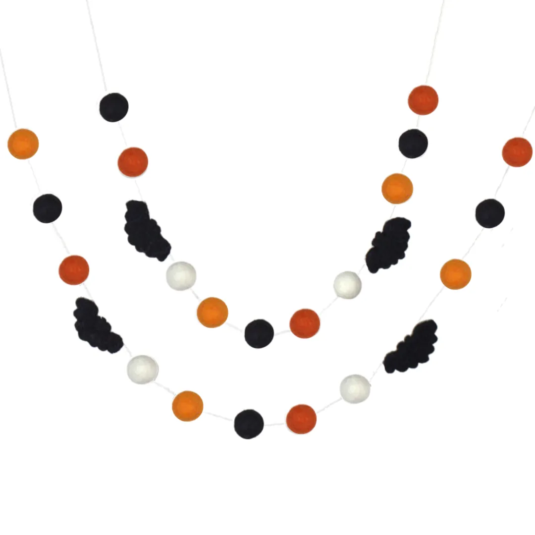 Bat Halloween Garland- Orange Black & White