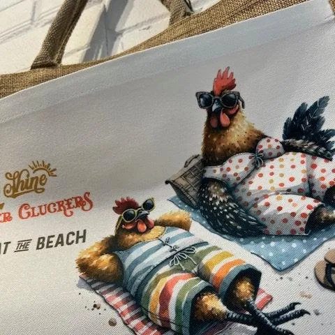 Beach Bag Funny Quote Chickens Rise & Shine