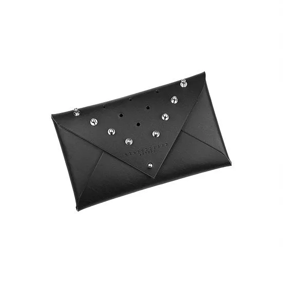 BLACK LEATHER ENVELOPE CLUTCH -  STUDDED SMALL