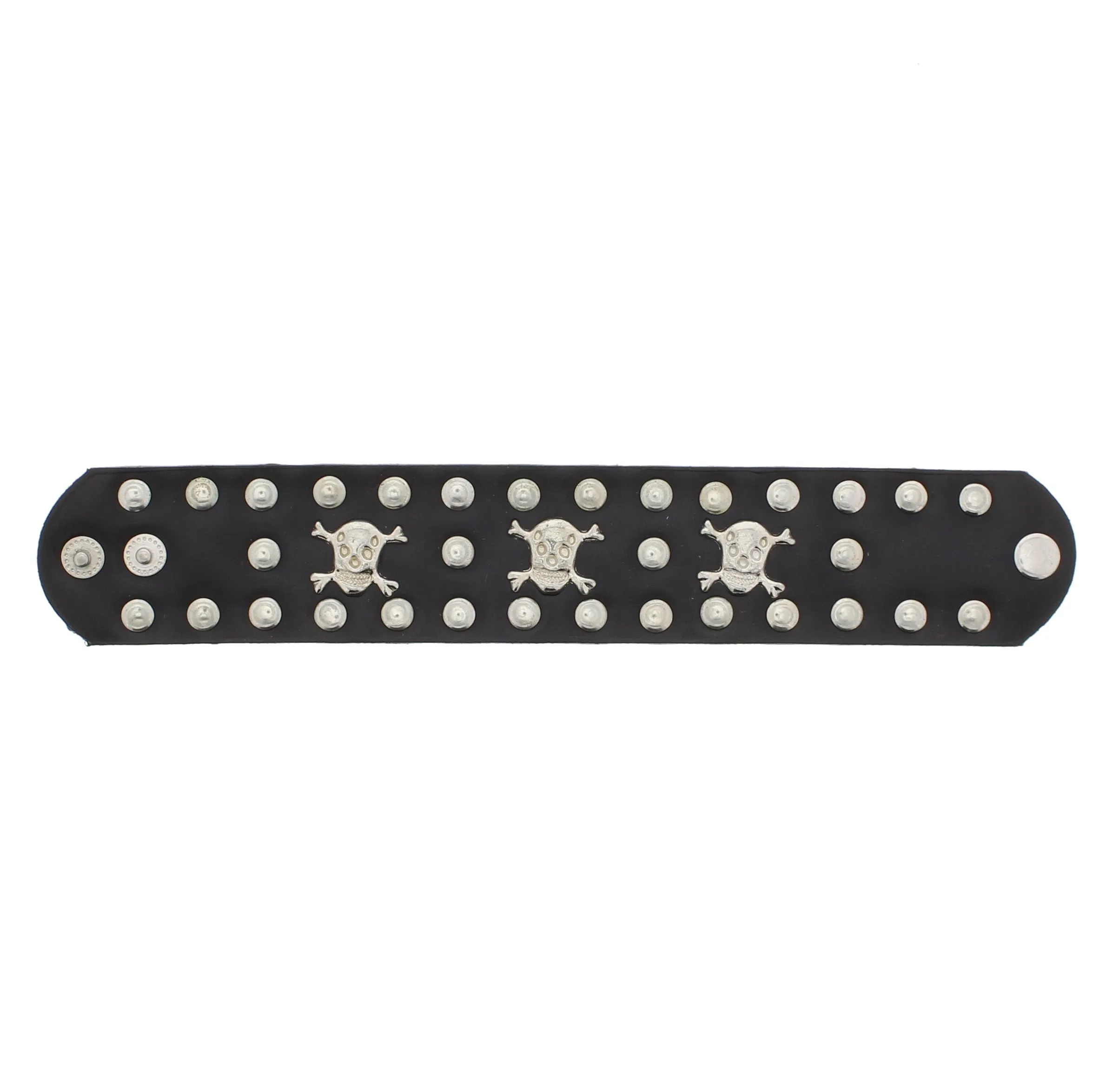 Black PU Bracelet with Skull & Crossbones & Silver Studs