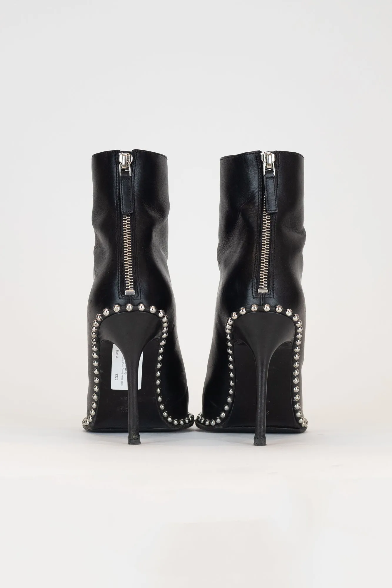 Black Silver Studded Sole Outline Ankle Boots