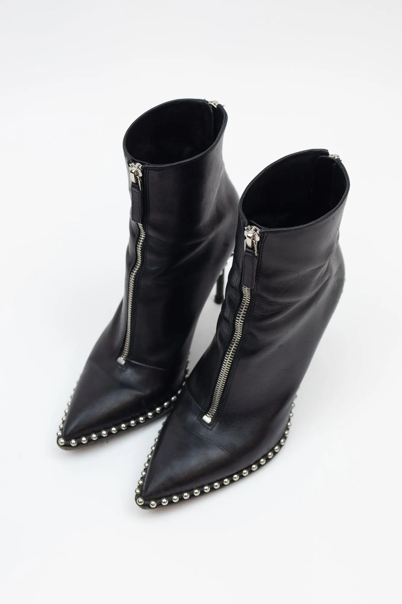 Black Silver Studded Sole Outline Ankle Boots