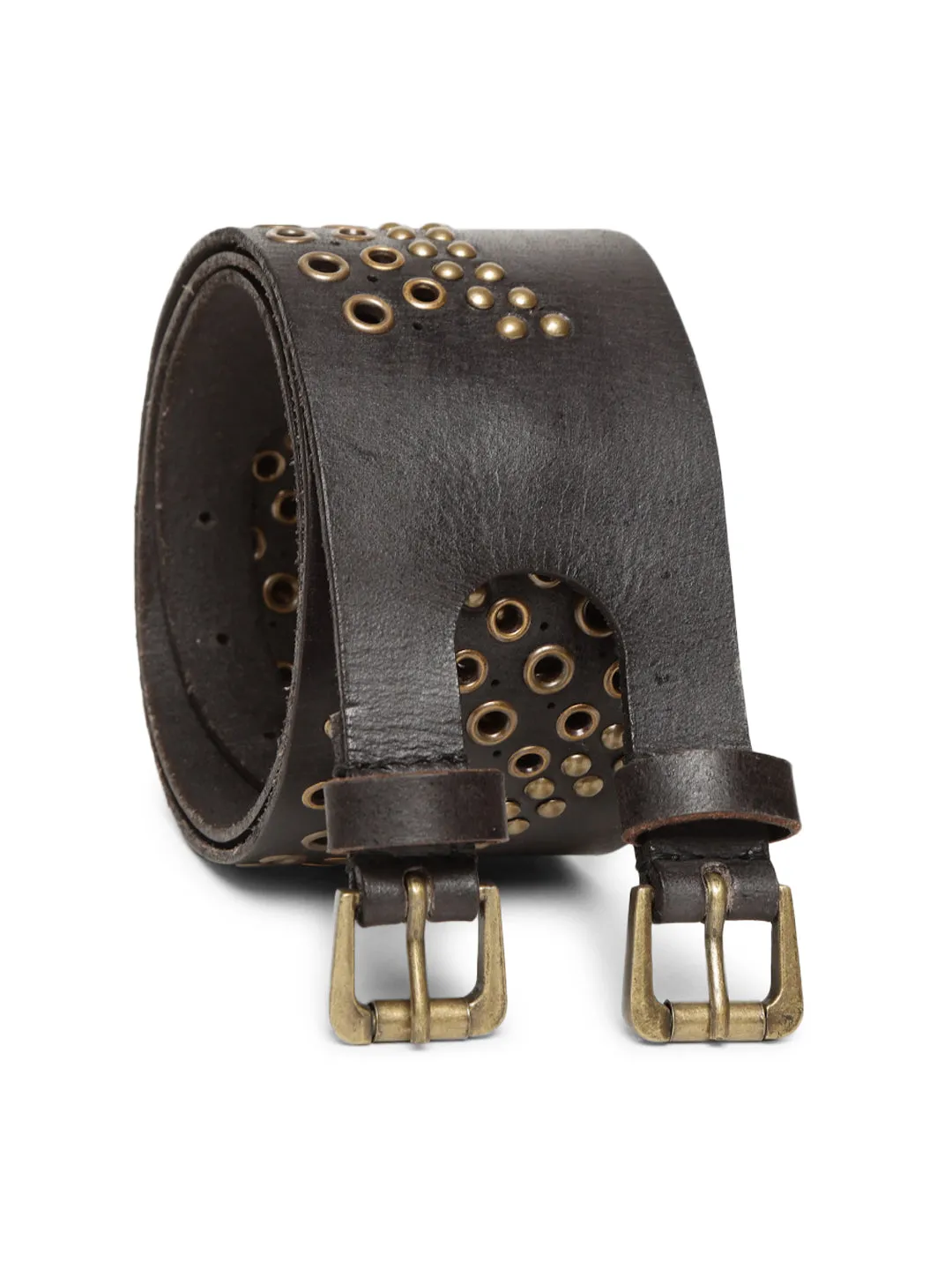 Black Studded Genuine Leather Belt For Women By Art N Vintage