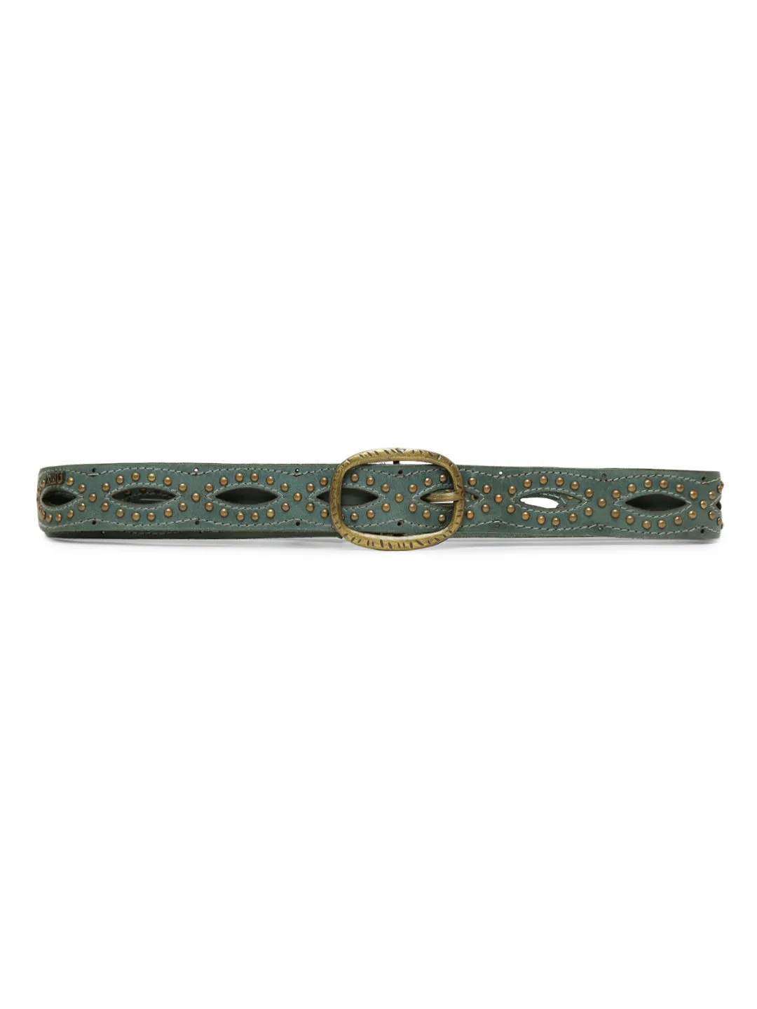 Blue Laser With Studded Leather Belt For Women By Art N Vintage