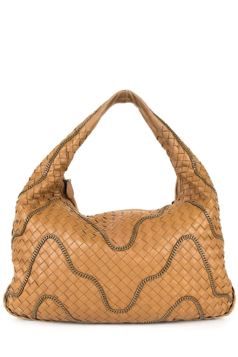 Bottega Veneta Brown Intrecciato Nappa Chain Hobo Bag