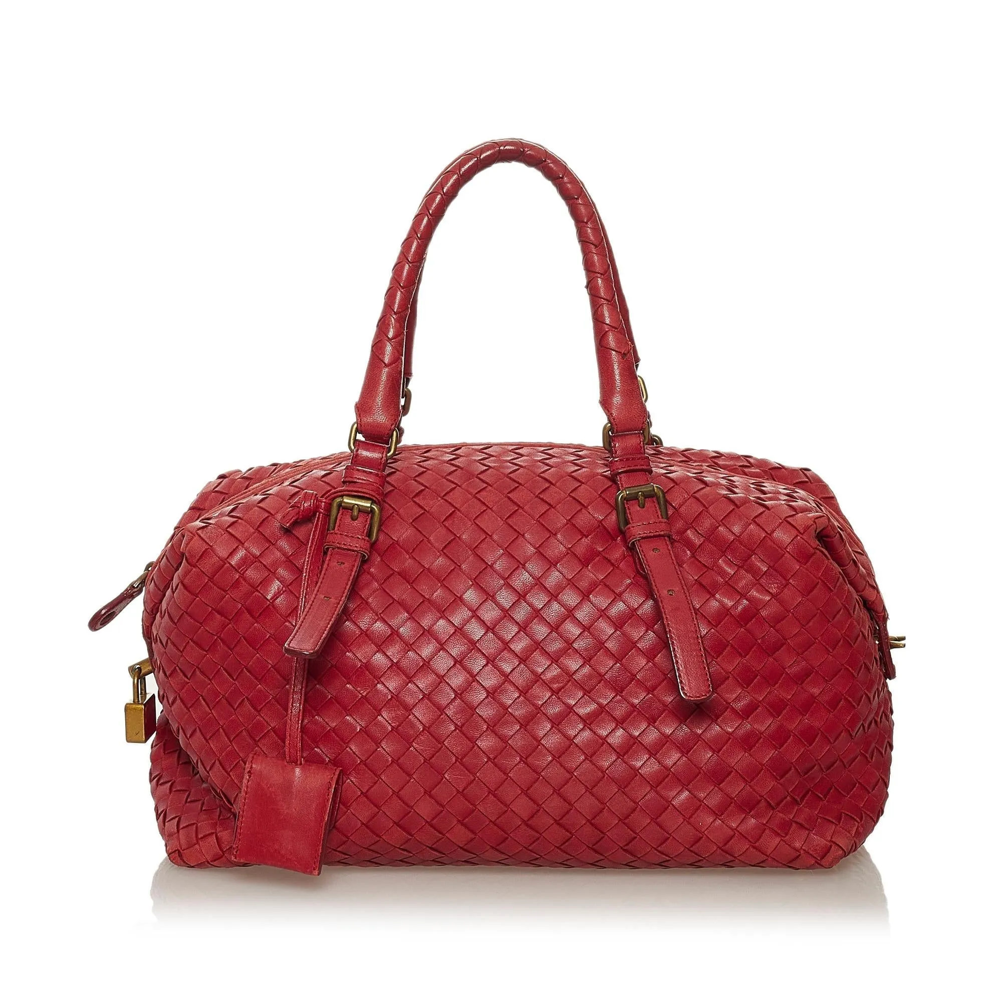 Bottega Veneta Intrecciato Leather Boston Bag (SHG-33071)