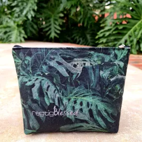 Bottle Green Palms - Recycled Felt Cosmetic Bag