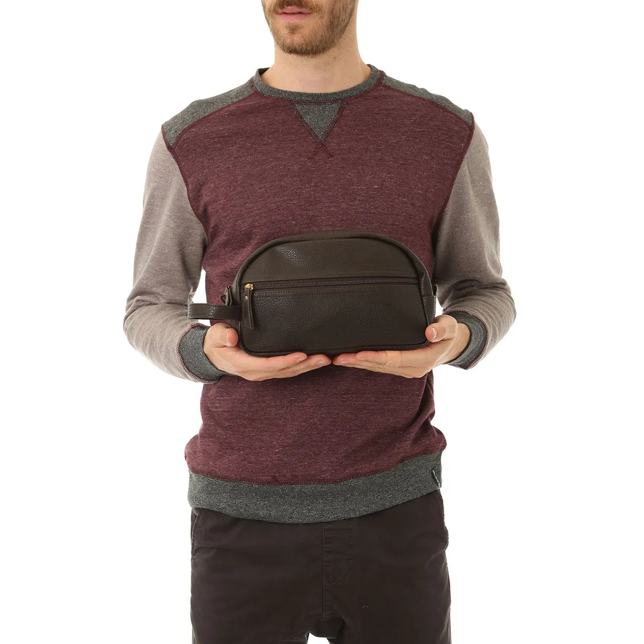 Brown Braden Vegan Leather Dopp Kit