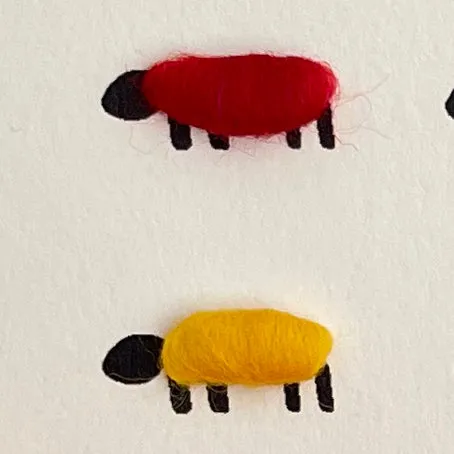 Card with felt detail - sheep (c1)