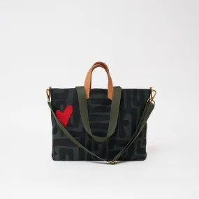 Carryall Bag - Safari Kuba with Beaded Red Heart