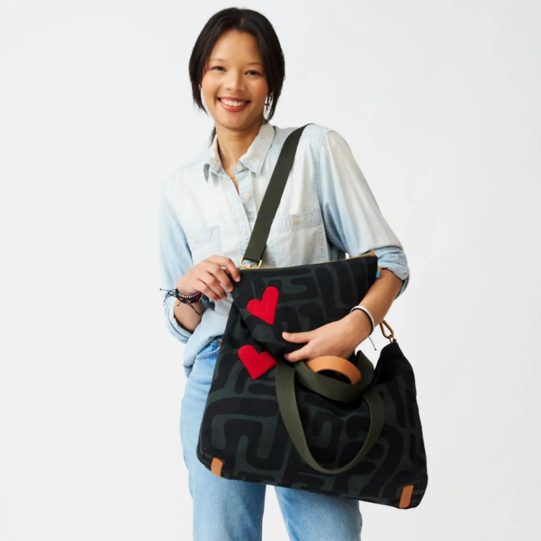 Carryall Bag - Safari Kuba with Beaded Red Heart