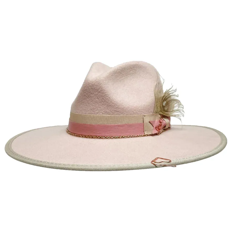 CHERISH - PINK WIDE BRIM FELT FEDORA HAT