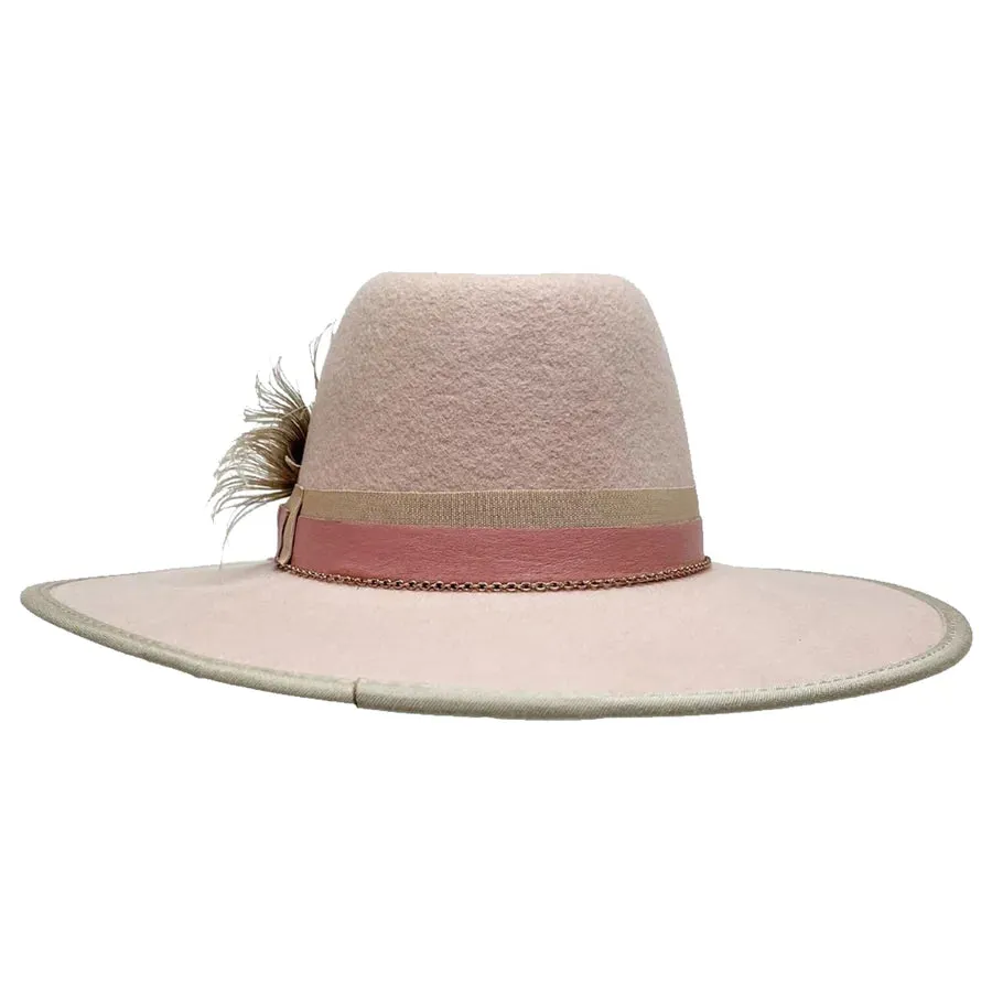 CHERISH - PINK WIDE BRIM FELT FEDORA HAT