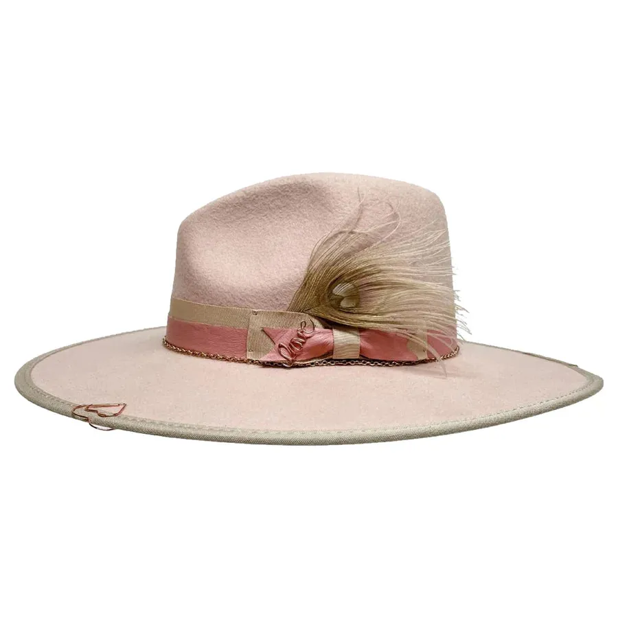 CHERISH - PINK WIDE BRIM FELT FEDORA HAT