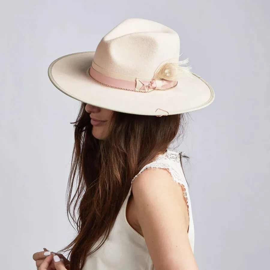 CHERISH - PINK WIDE BRIM FELT FEDORA HAT