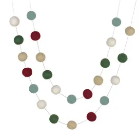 Christmas Felt Ball Garland- Burgundy, Forest, Teal, Almond, White