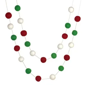 Christmas Felt Ball Garland- Red, Green, White