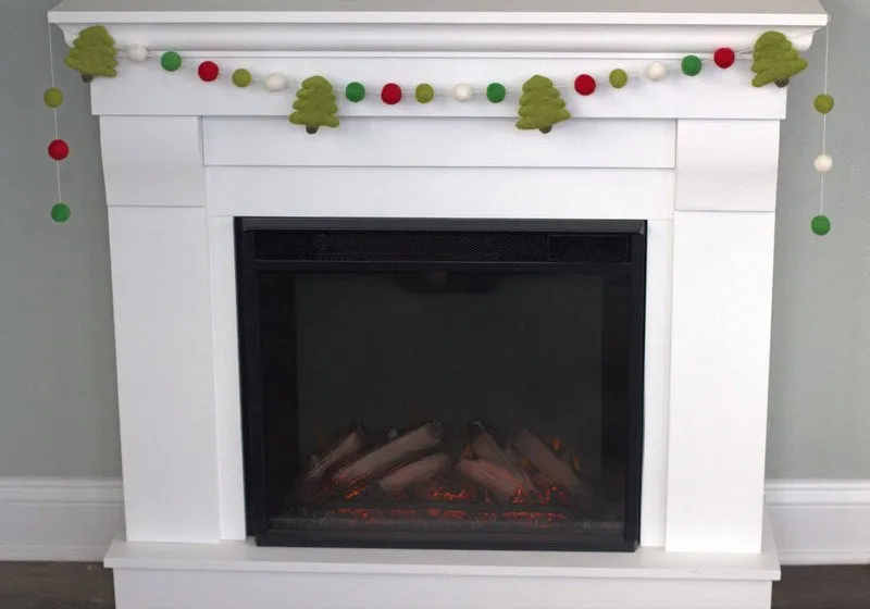 Christmas Tree Felt Garland- Red, Kelly Green, Lime, White- with LIME Trees