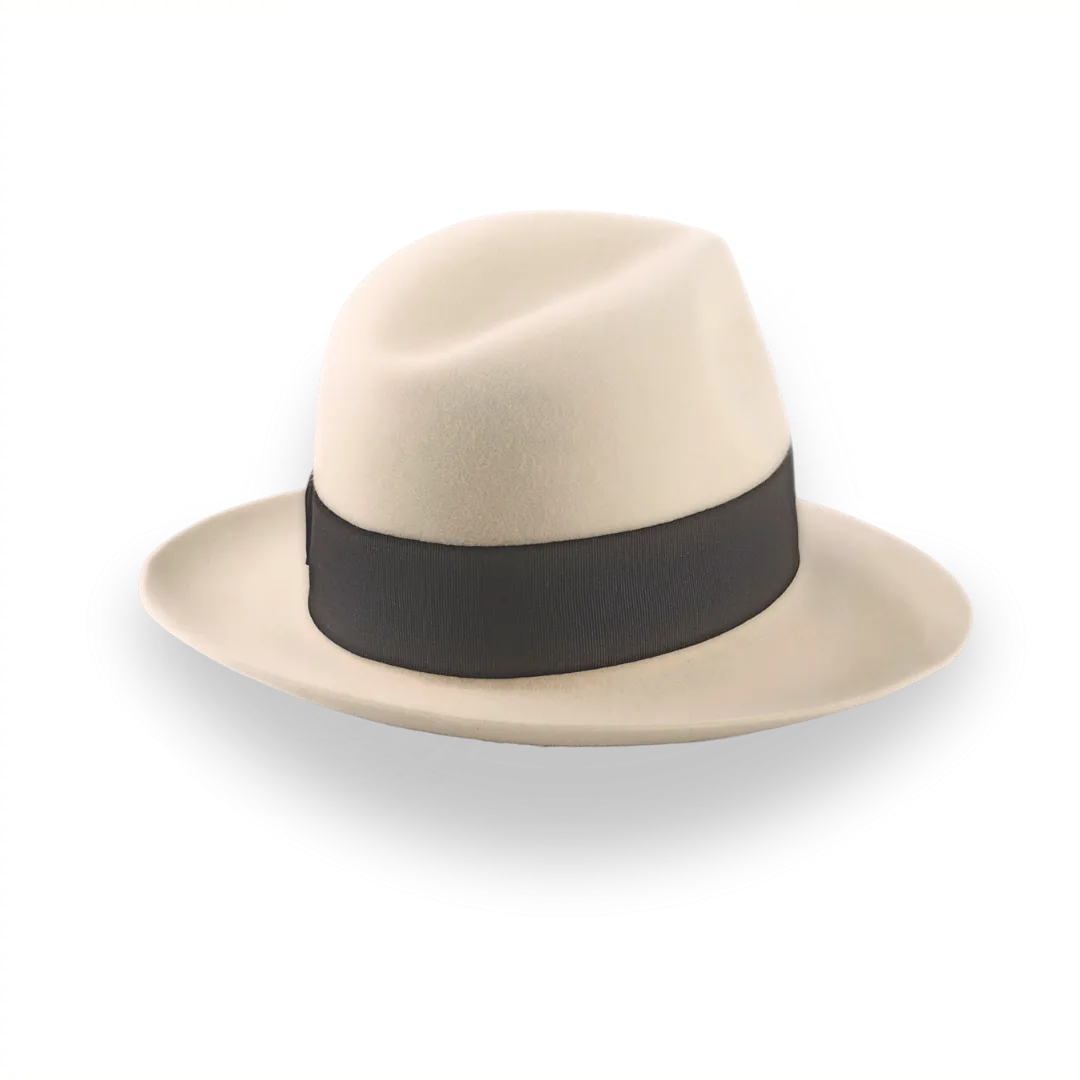 Classic Center Dent Fedora Hat in Cream Fur Felt  | The Caliber