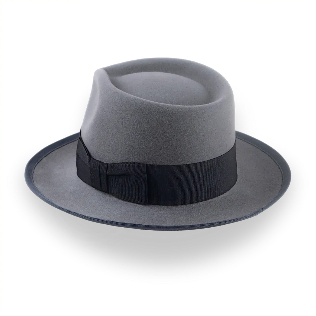 Classic Men's Fedora Hat In Grey Beaver Fur Felt | The Patron