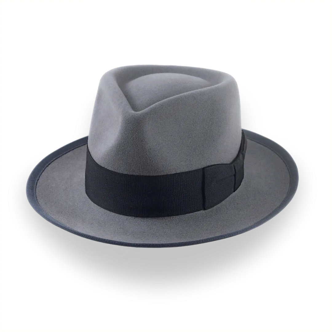 Classic Men's Fedora Hat In Grey Beaver Fur Felt | The Patron