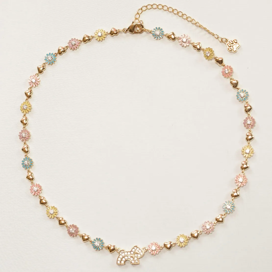 Cloud Haven Crystal Daisy Logo Necklace Rainbow