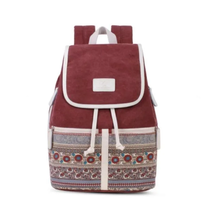 College Style Ladies Backpack Korean Canvas Bag Multifunctional Women'S Backpack Trendy Student Schoolbag Ethnic Style